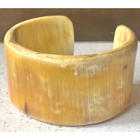 Bakelite Butterscotch & Brown Bangle & Buffalo Horn Open Cuff Bracelet Vintage - Picture 8 of 16